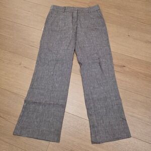 TRINA TURK Linen Blend Wide Leg Dress Pants Women's Size 4 Brown Made In USA